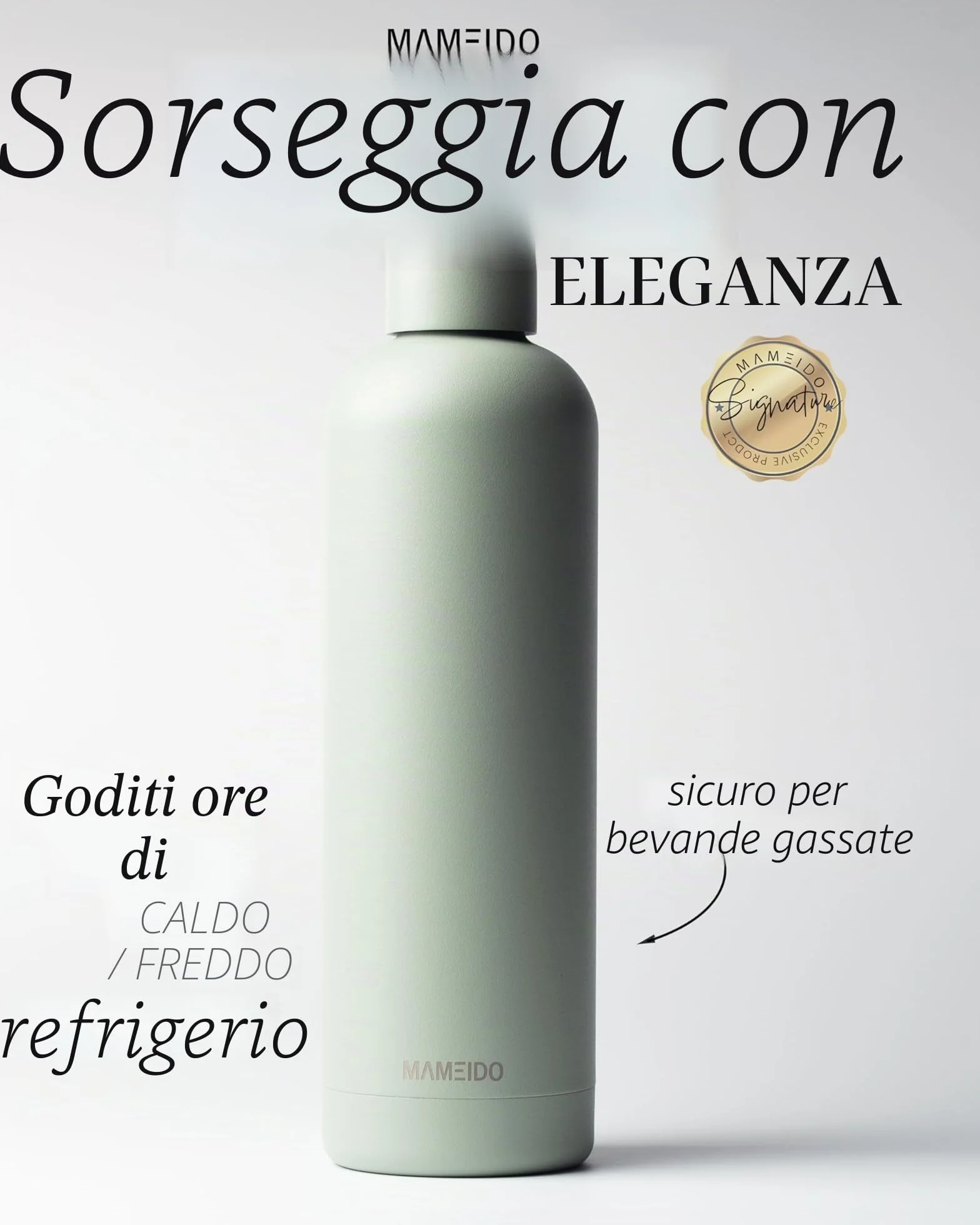MAMEIDO Borraccia termica 1 litro acciaio inox senza BPA Desert Sage
