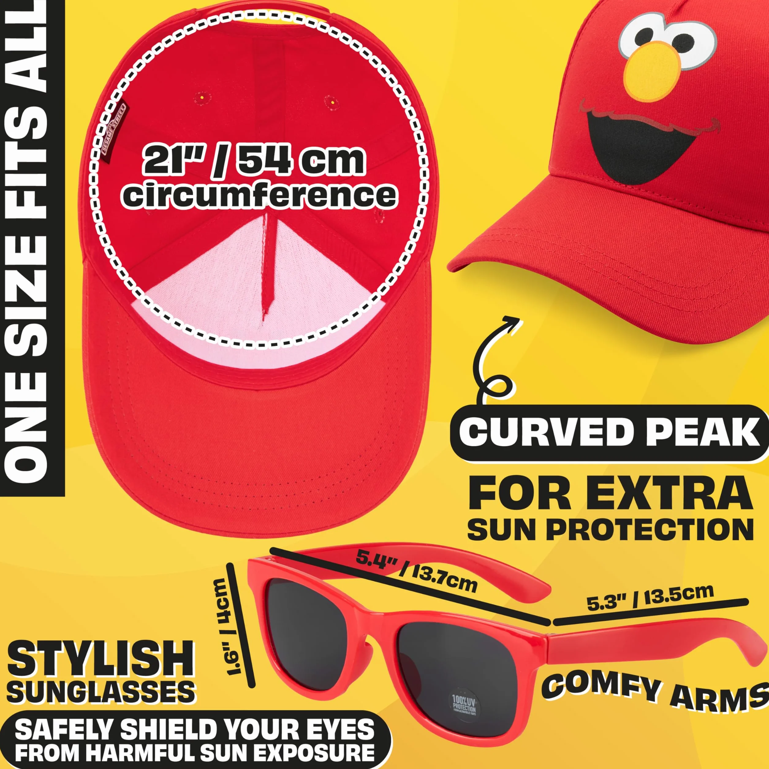 Sesame Street Cappello Baseball Occhiali da Sole Bambino Set Protezione UV400