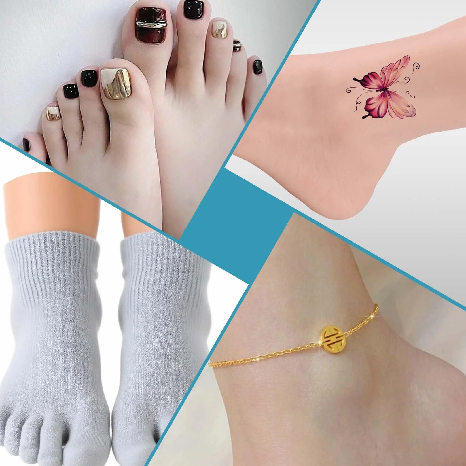 Manichino Piedi in Silicone Dimensione Reale Morbido Flessibile per Esposizione Scarpe Sandali Calze 1 Paio Piede Donna Avorio