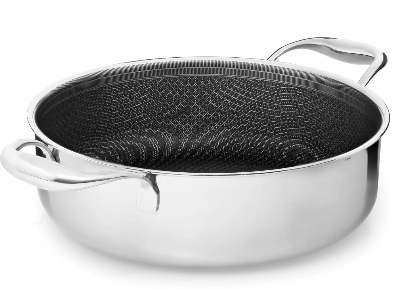 Onyx Cookware Padella per stufato, 28 cm, 4,5 l, con bordo alto, per cottura a induzione, per tutti i piani cottura, superficie antiaderente antigraffio, 3 strati di acciaio inox/alluminio