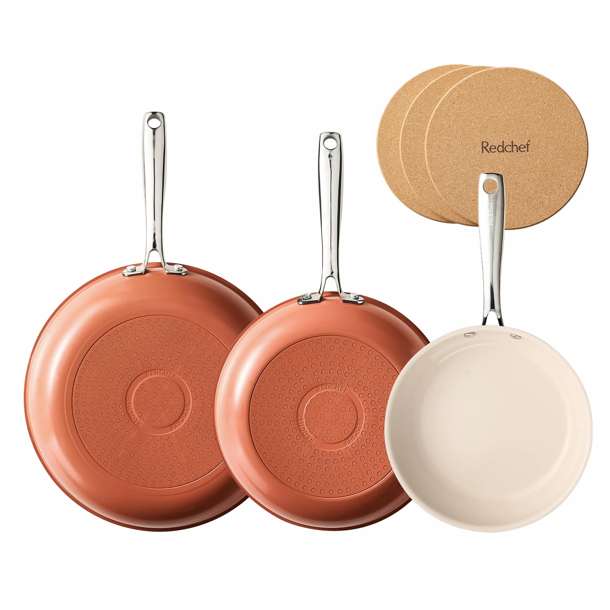 Redchef Set di 6 padelle in ceramica, adatte a tutti i tipi di piano cottura, incluse quelle a induzione, non adesive, 20/24/28 cm, senza PTFE, senza PFAS, PFOA, adatte a tutte le cucine