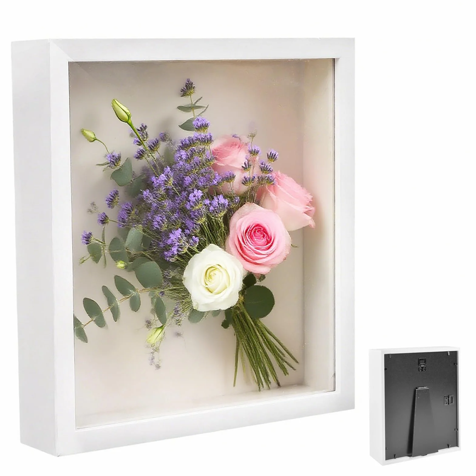 Cornice Portafoto 3D, 30 x 40 cm, Cornice Profonda da Riempire, con Lastra Acrilica Trasparente, Cornici 3D Rettangolare, Cornici per Lggetti in Legno, per Regali di Ricordo di Famiglia, Bianco