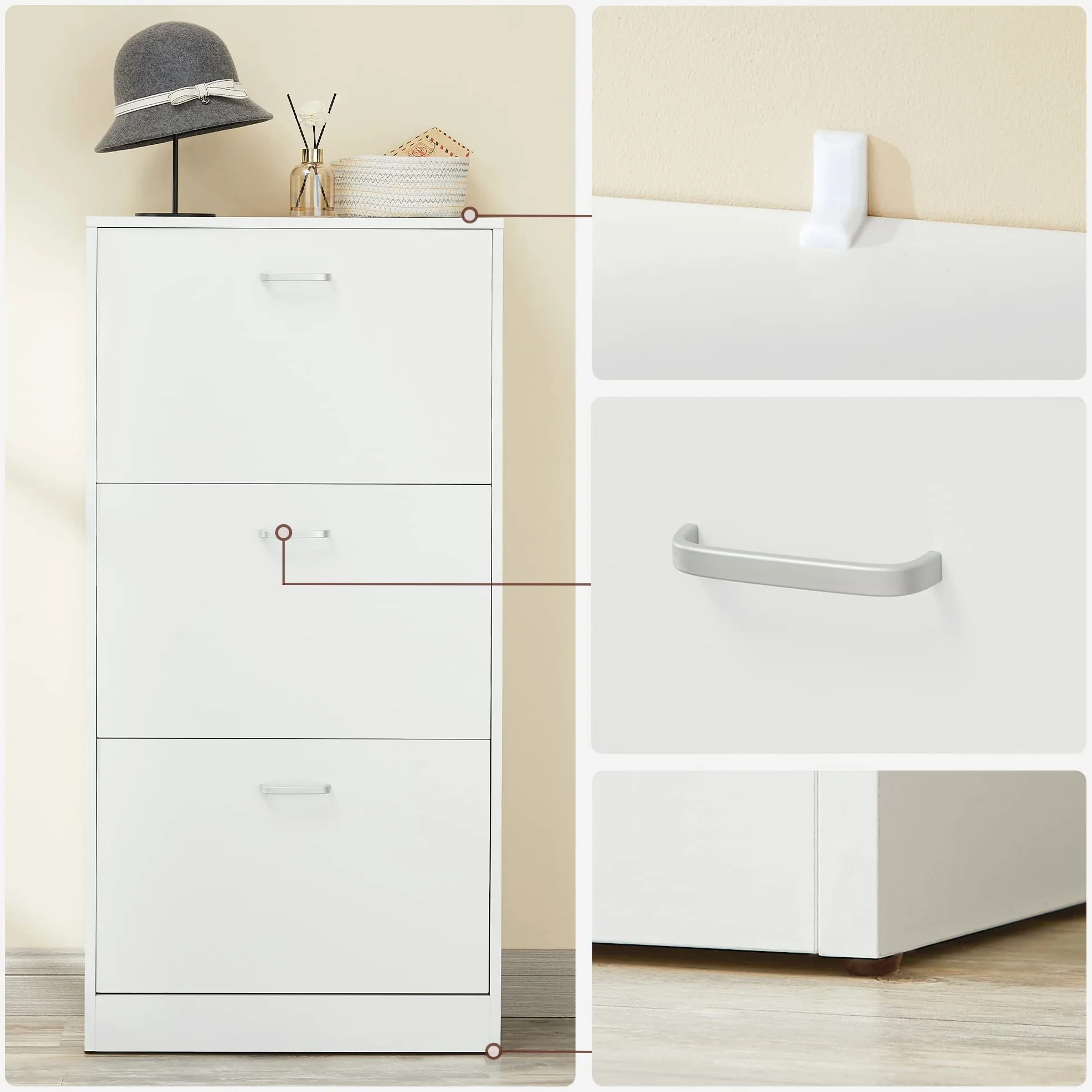 VASAGLE Scarpiera 3 Piani Portascarpe Bianco 60x24x120 cm LBC03WT