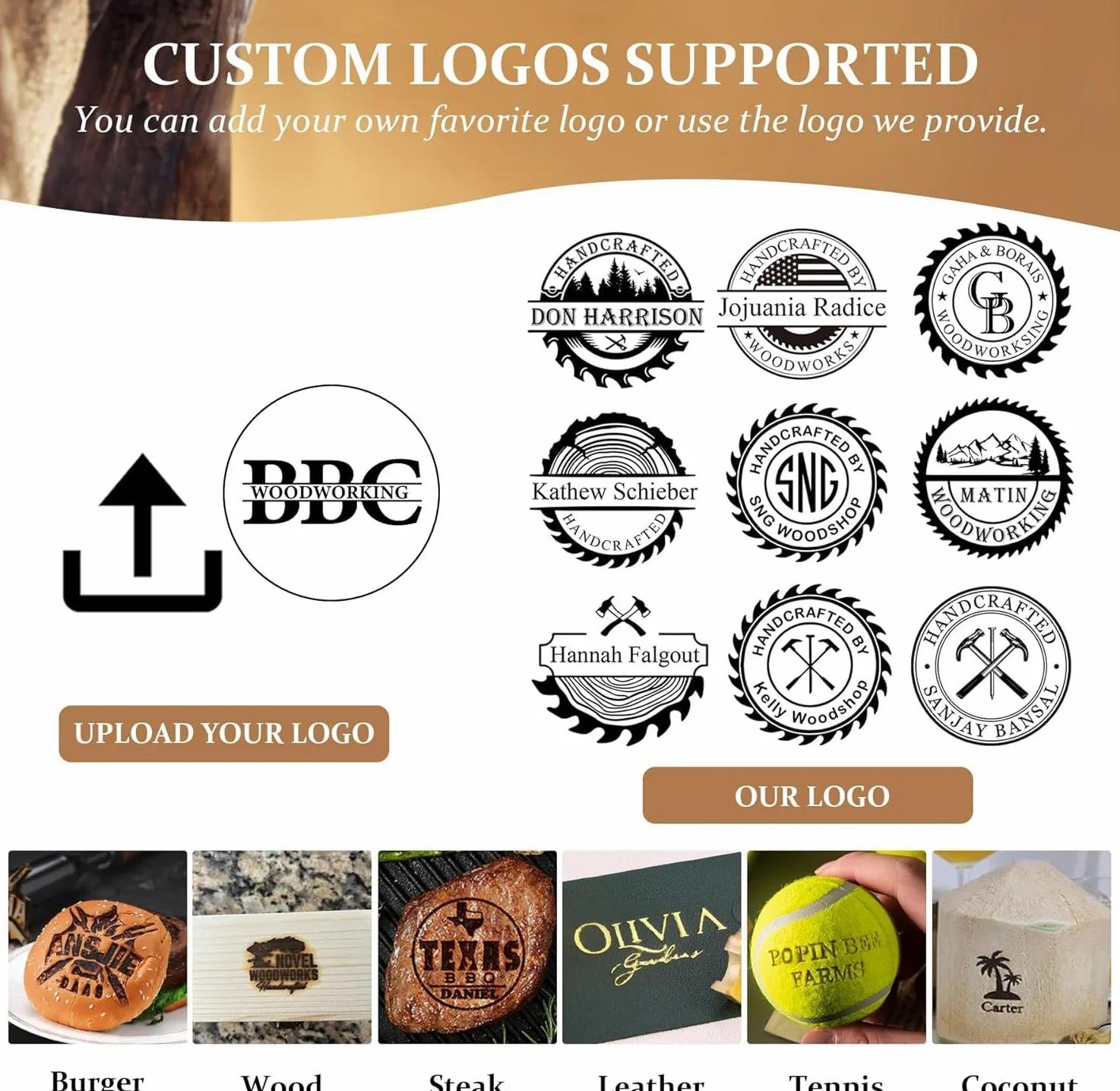 Ferro a fuoco elettrico per legno, ferro a legna personalizzato, timbro personalizzato per la lavorazione del legno con logo/testo, temperatura controllata, strumento per bruciare il legno fai da te