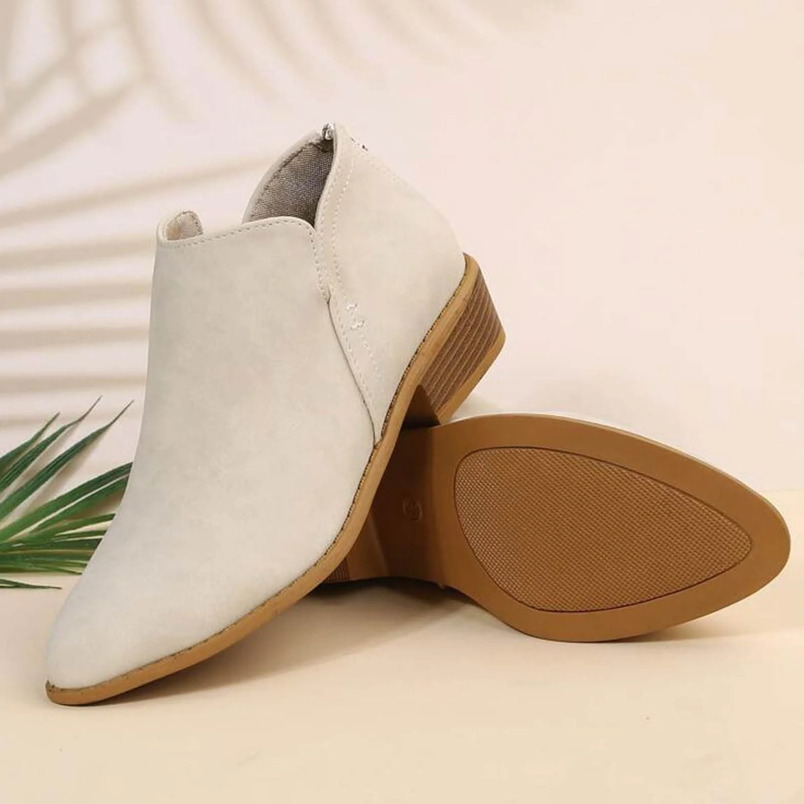Stivaletti Chelsea da Donna con Tacco Basso Vintage alla Caviglia con Chiusura Lampo