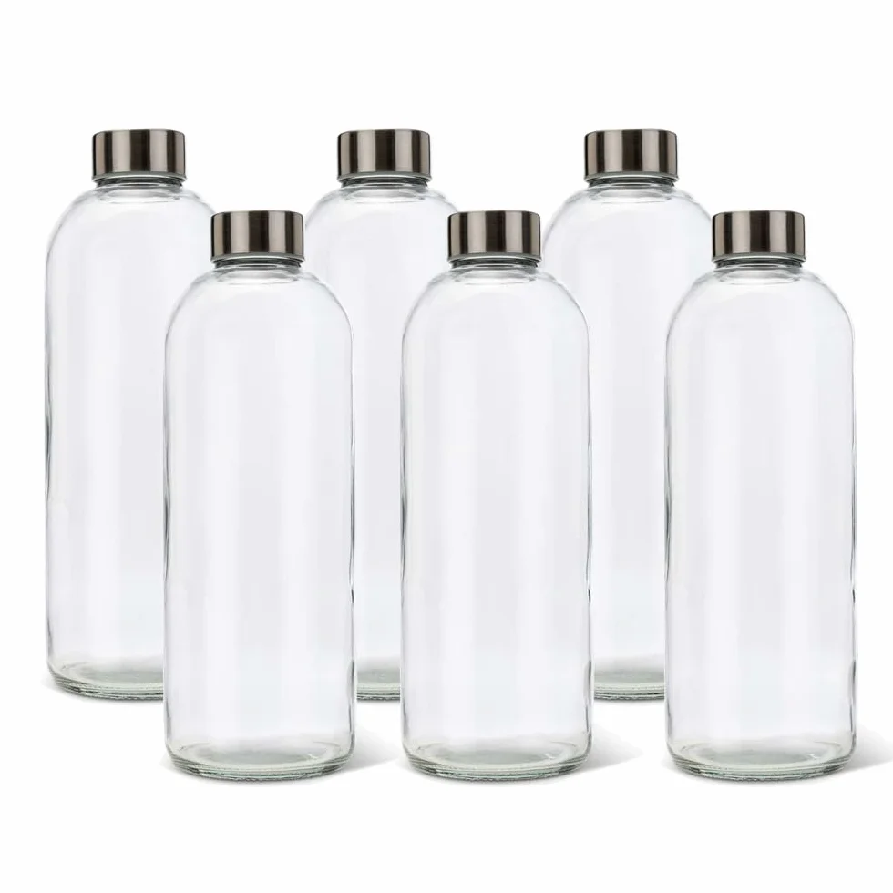 Bottiglie in Vetro Modello EOS 1 Litro Tappo a Vite Acciaio Inox Set 6