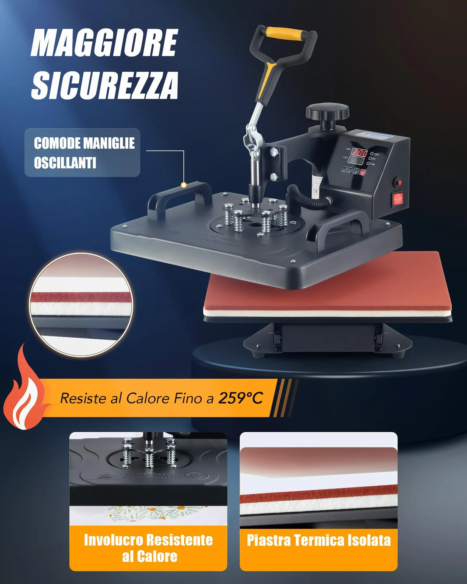 CREWORKS 8 in 1 Pressa a Caldo 30 x 38 cm Termopressa per Magliette Sublimazione