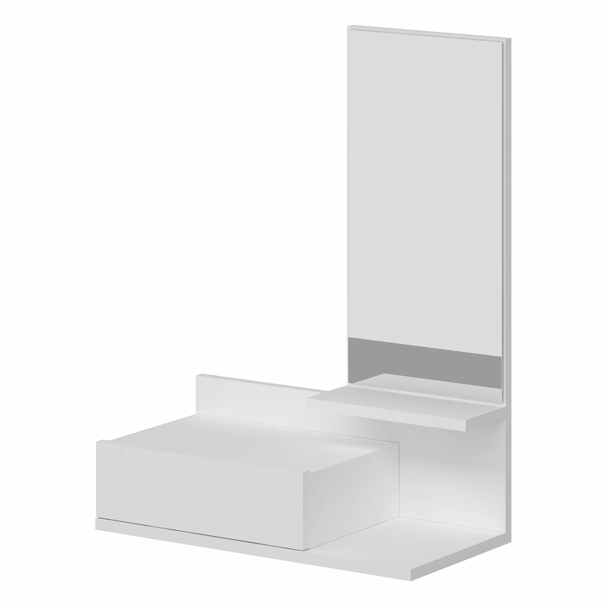 [en.casa] Mensola da Parete con Cassetto e Specchio (A x L x P) 80 x 60 x 30 cm Mobile da Ingresso - Bianco