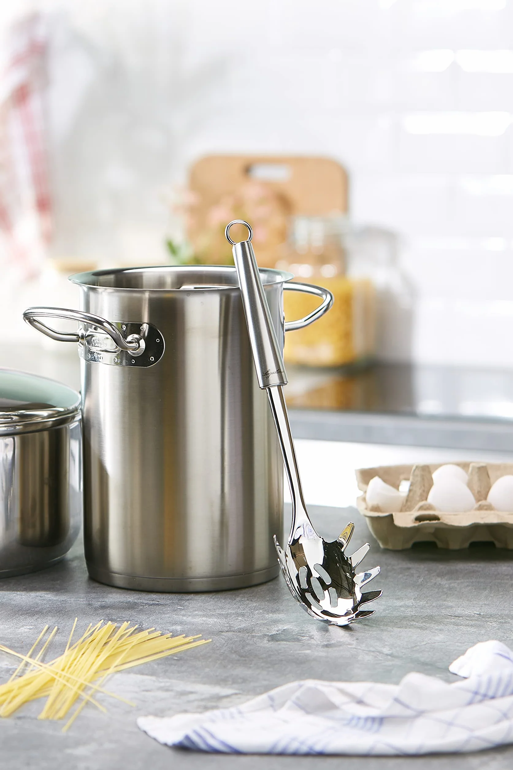 Lagostina I Cucinieri Servispaghetti con Anello, Acciaio Inox 18/10, 31 cm