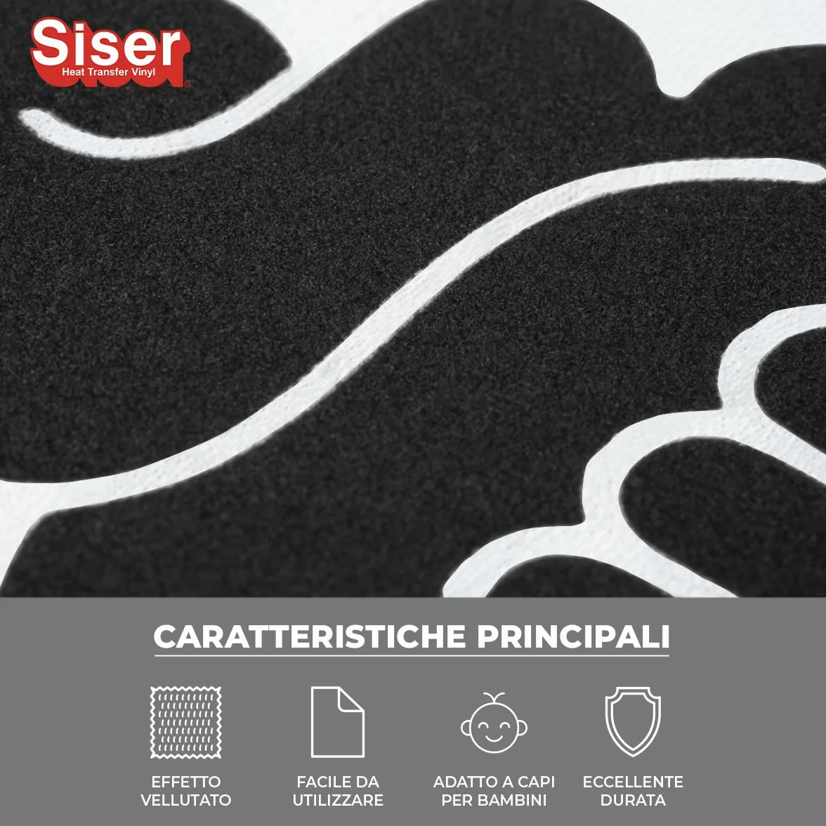 Siser Stripflock PRO Black Nero 30cm x 0,5mt Vinile Termotrasferibile Termoadesivo Floccato per Tessuti