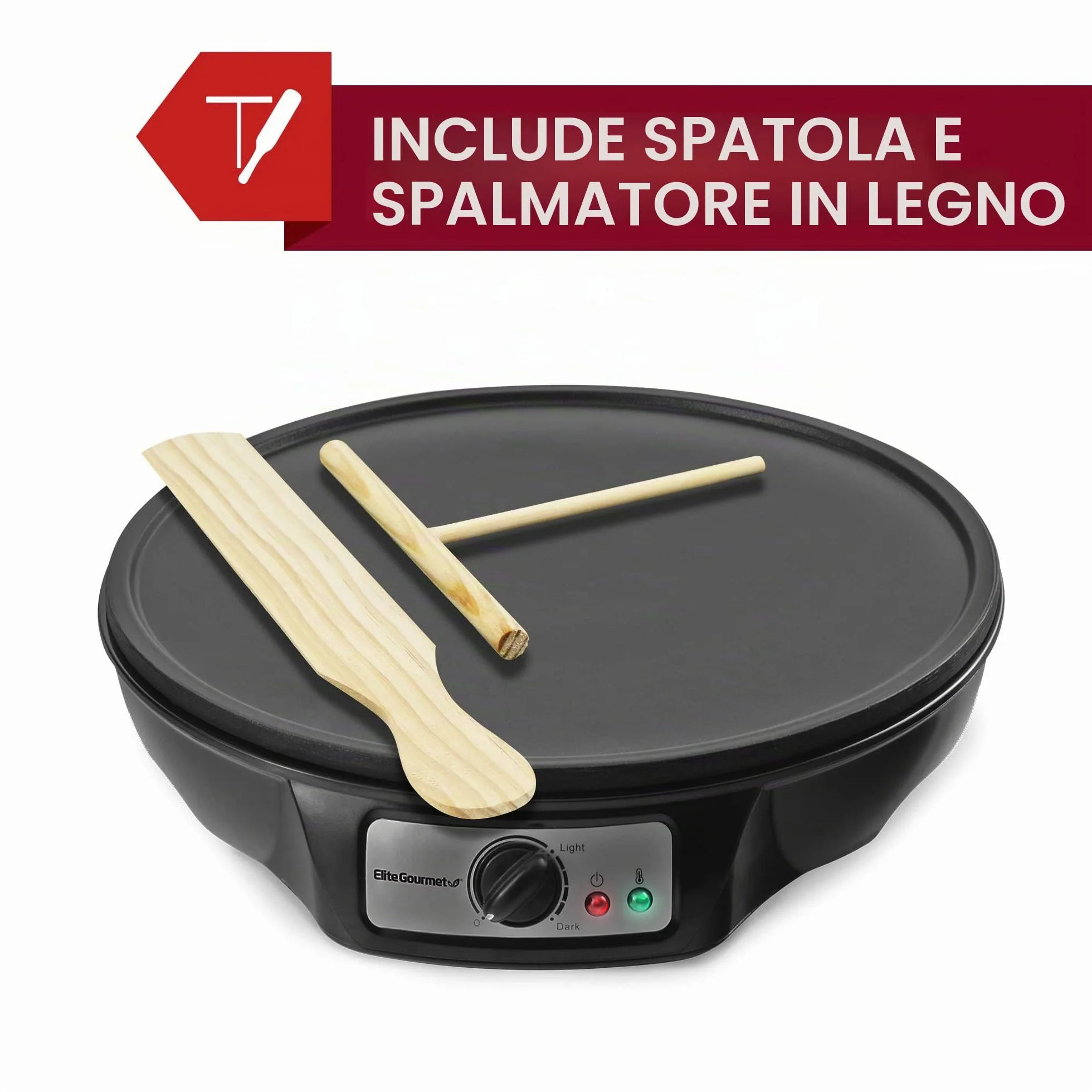 Elite Gourmet Crepiera elettrica ECP-126 30,5 cm antiaderente nero
