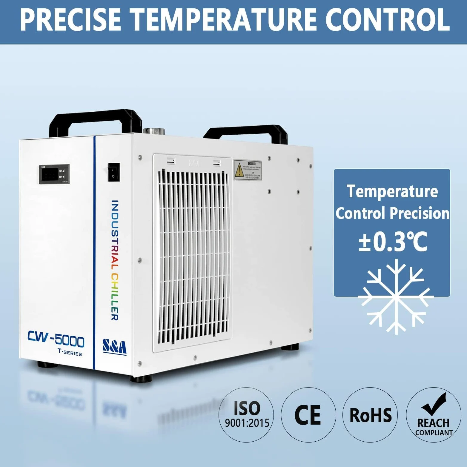 S&A EU Stock CW-5000TG 7L Refrigeratore di acqua industriale Genuine Industrial Water Chiller per macchina da taglio per incisore laser CO2 40W 50W 60W 80W 100W