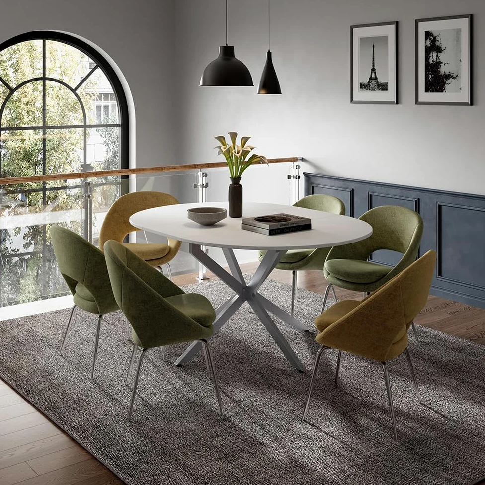 Vicco tavolo da pranzo allungabile Loyd, Bianco/Grigio, 120 x 76.5 cm Estensibile, adatto per l'estensione della superficie del tavolo quando necessario