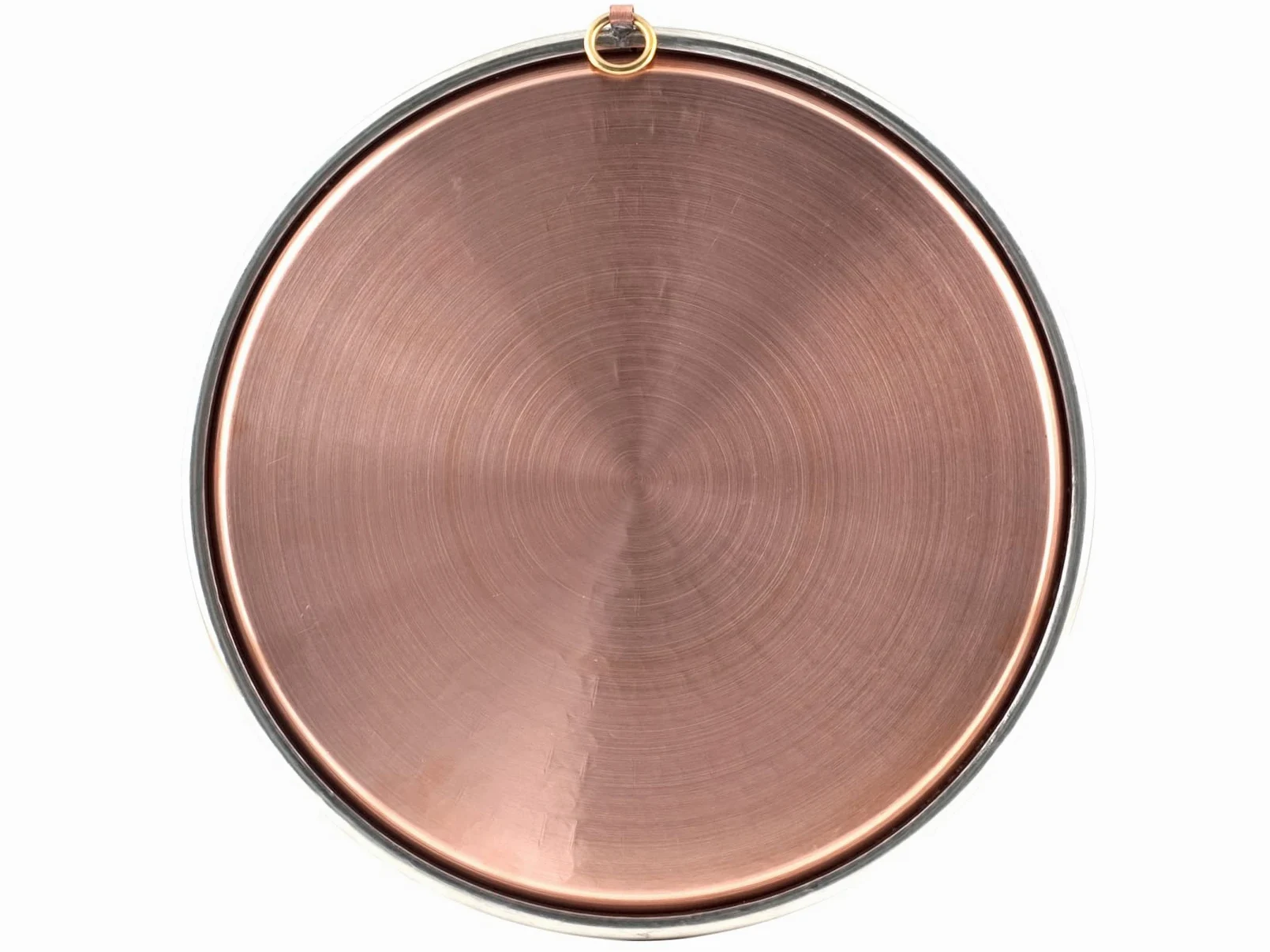 Pentole Agnelli Linea Rame Tortiera per Farinata Martellata con Orlo, Marrone, 36 cm