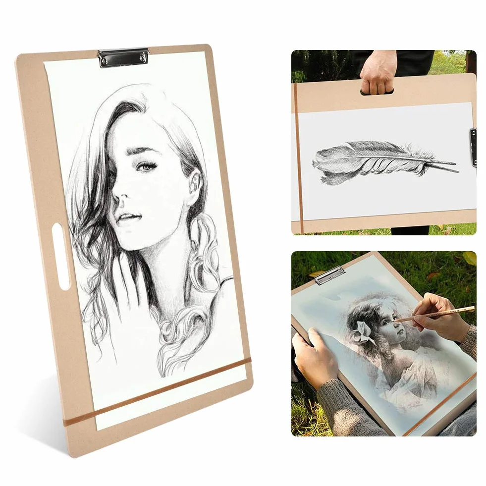 Tavola da Disegno in Legno 8K 45x60 cm A2 Portatile per Schizzo e Pittura