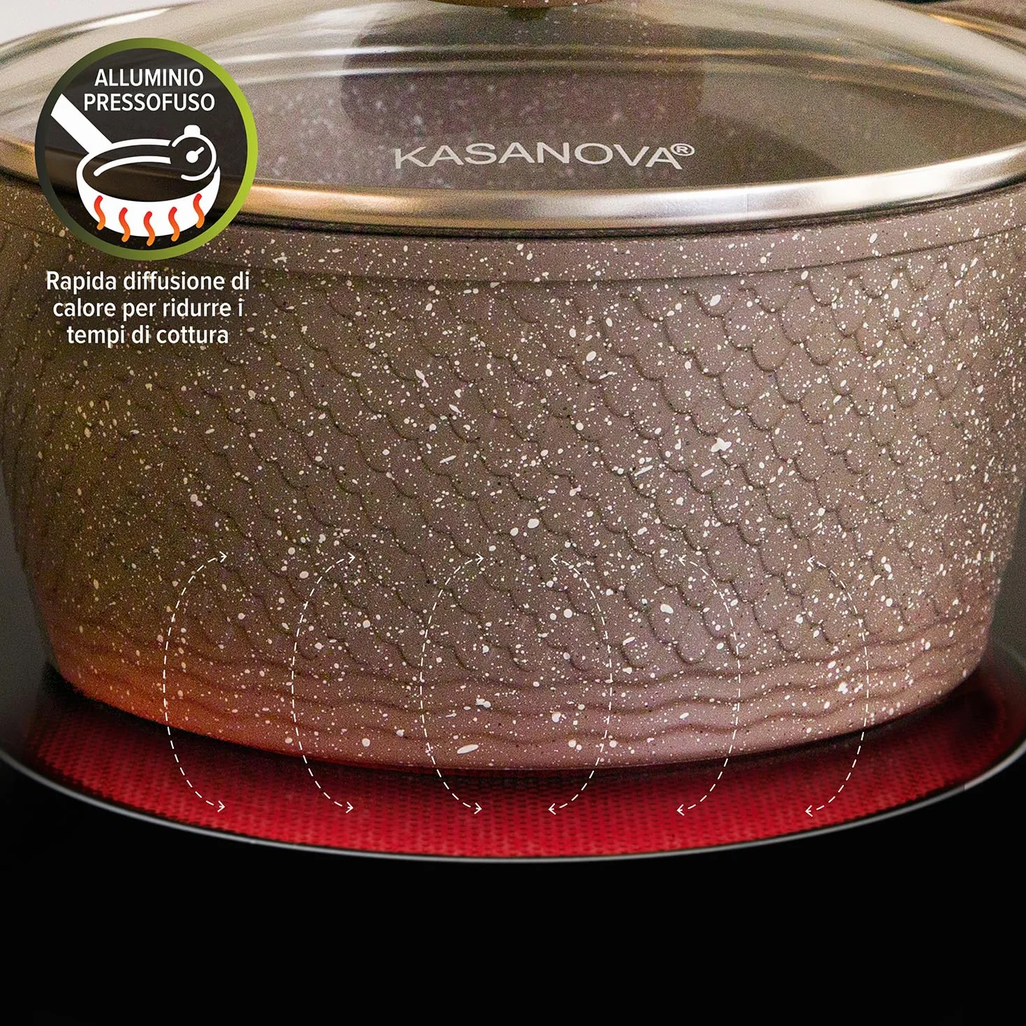 Casseruola 32 cm antiaderente 0 grassi con coperchio