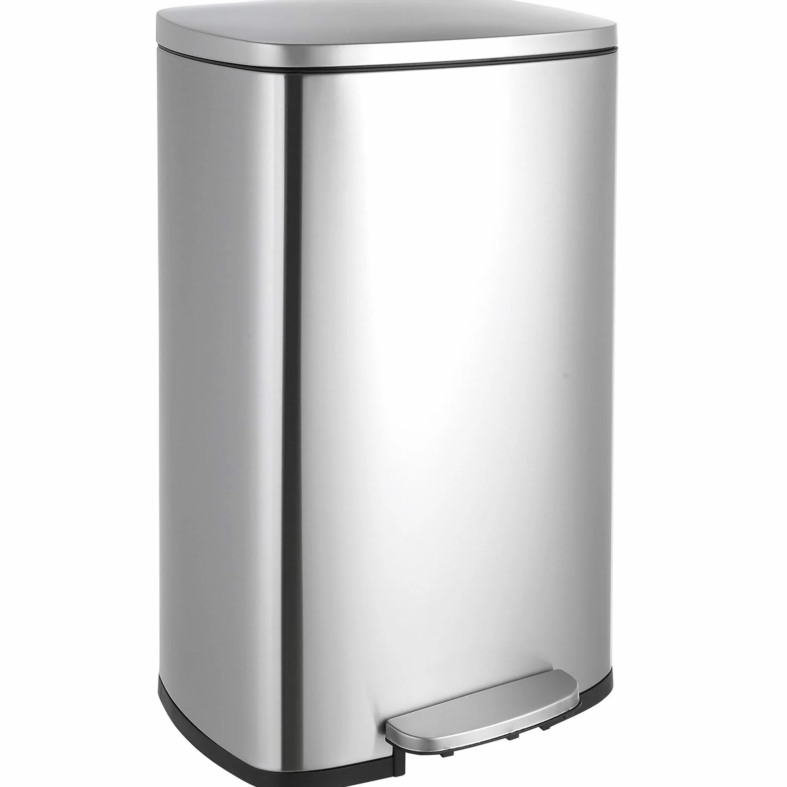LIFERUN Pattumiera Cucina 50 Litri, Cestino a Pedale in Acciaio con Coperchio a Chiusura Morbida, Secchio Interno, 50 l Cestino per Interno Cucina, Bagno, Ufficio, Argento