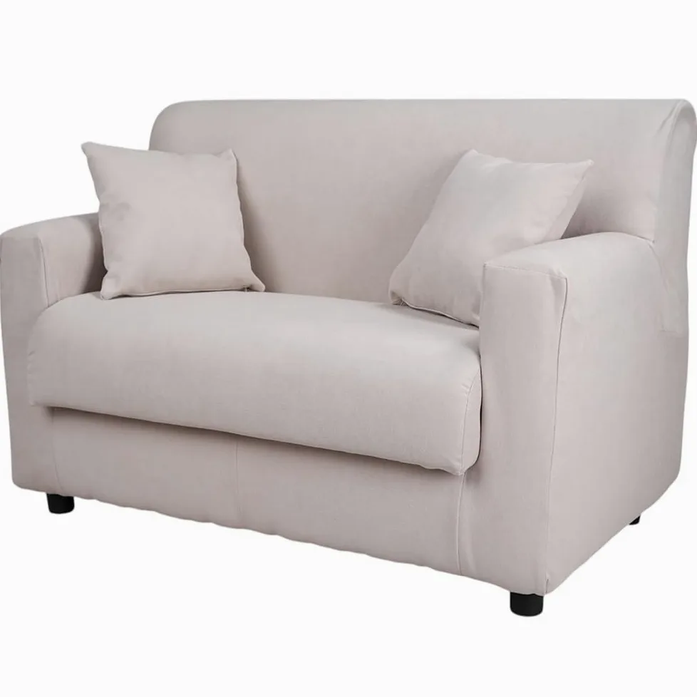 Liberoshopping Divano sfoderabile 2 posti in tessuto imbottito con braccioli larghezza 124 cm (Beige)