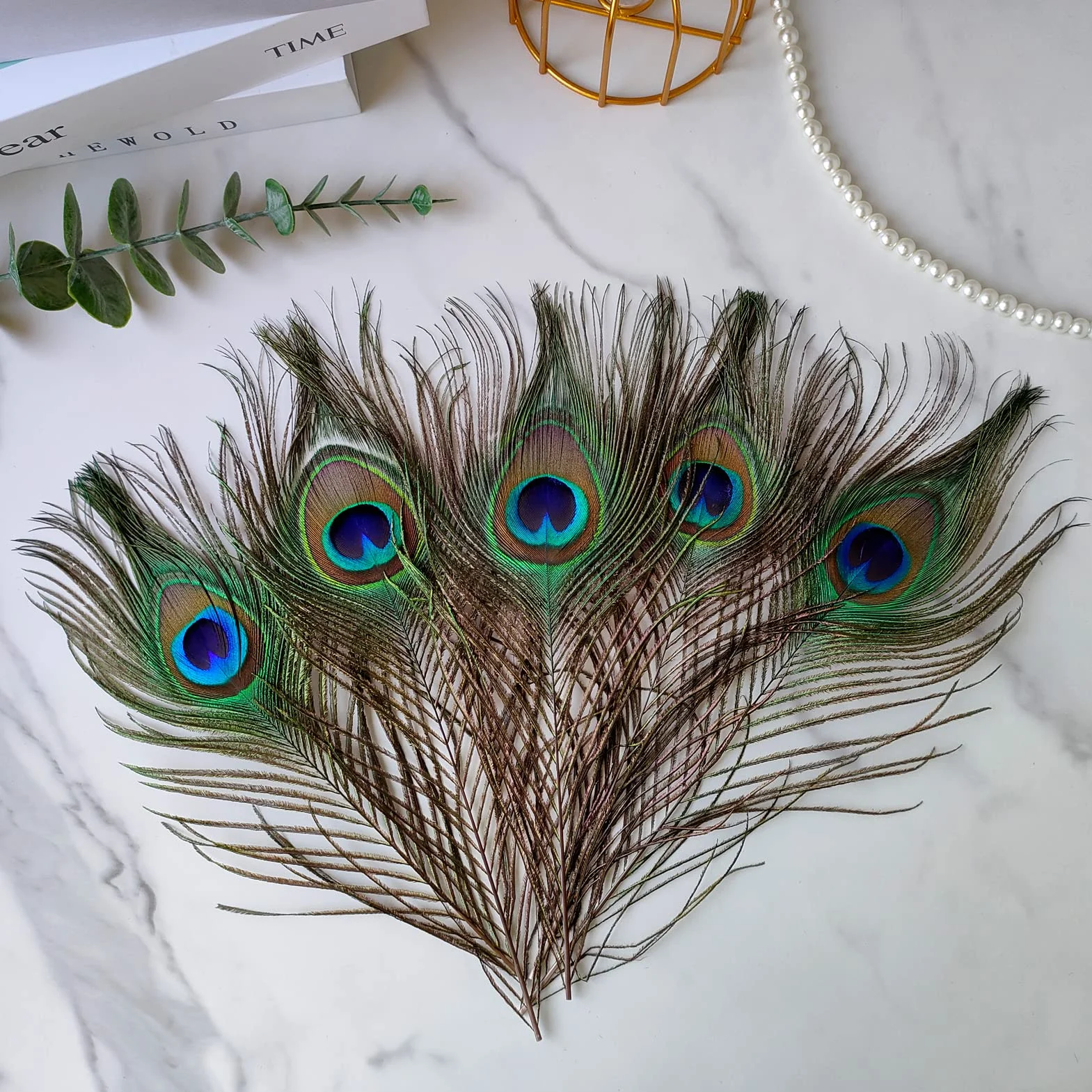 THARAHT 12pcs Peacock Feather Naturale 10-12 Pollici 25-30cm per Craft Vase Decorazione Piume di Pavone