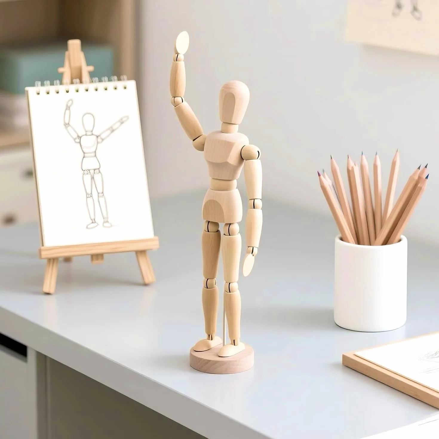 IPEA Manichino in Legno da Disegno 30 cm Snodabile Flessibile Figura con Base