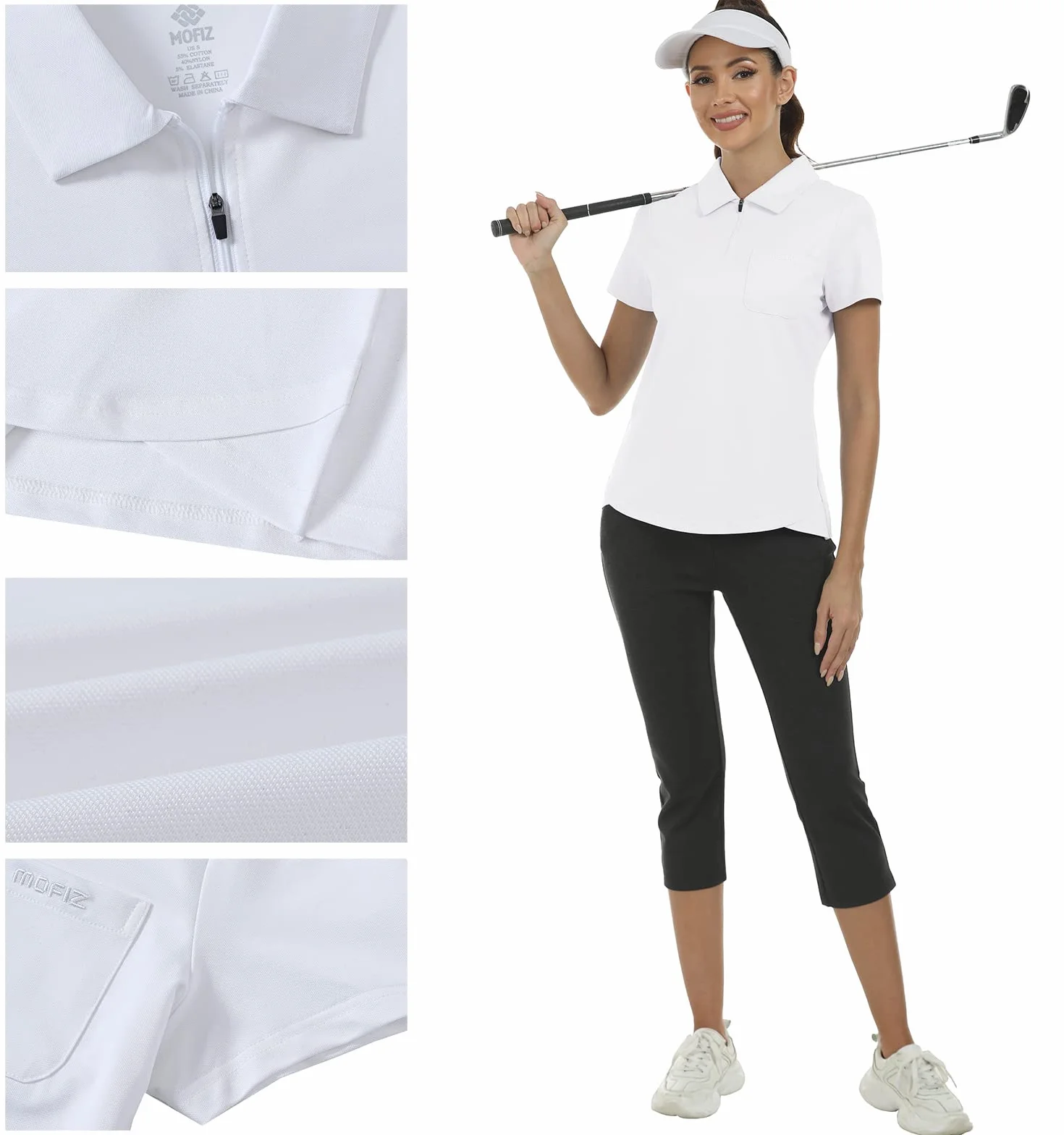 MoFiz Polo Donna Manica Corta Golf Poloshirt Cotone Lavoro Camicia Traspirante Sport Top