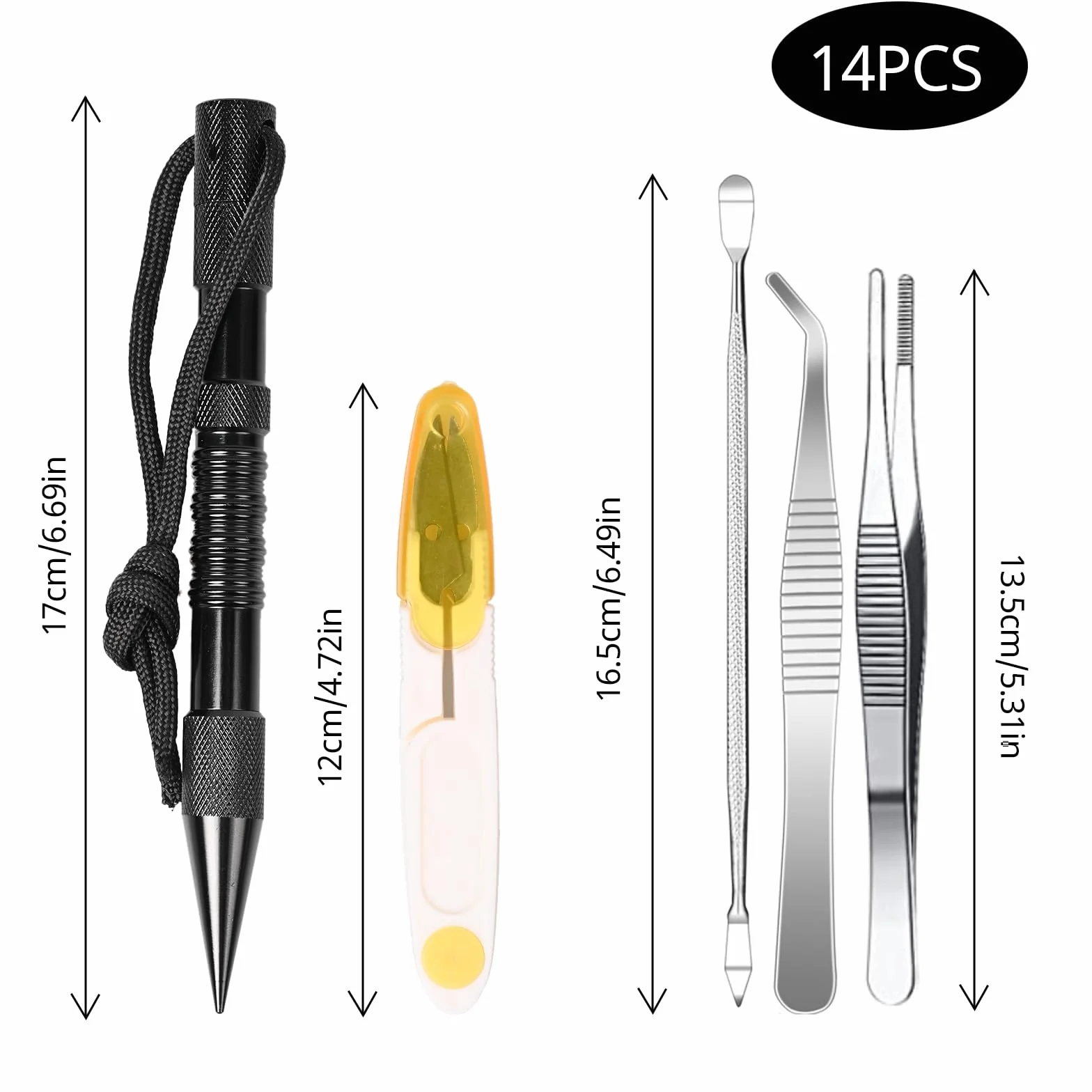 OWLMATE Set 14 pezzi aghi paracord acciaio inox strumento lisciante nodo nero