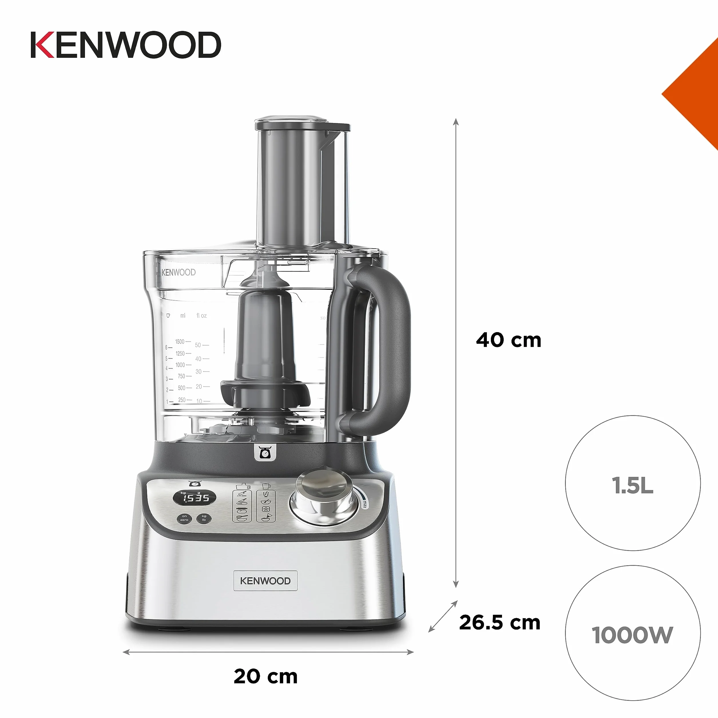 Kenwood FDM71.450SS MultiPro Express Weigh Robot da Cucina con 8 Accessori Dedicati, Velocità Regolabile con Funzione Pulse, Bilancia Digitale Integrata, Capacità 3L, , Argento