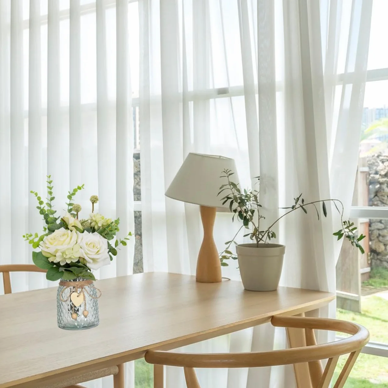 Fiori artificiali con vaso, bouquet di ortensie floreali in finta seta, bouquet di ortensie in vaso, centrotavola per matrimoni, bouquet per feste, ufficio, fattoria, cucina, decorazione per la casa