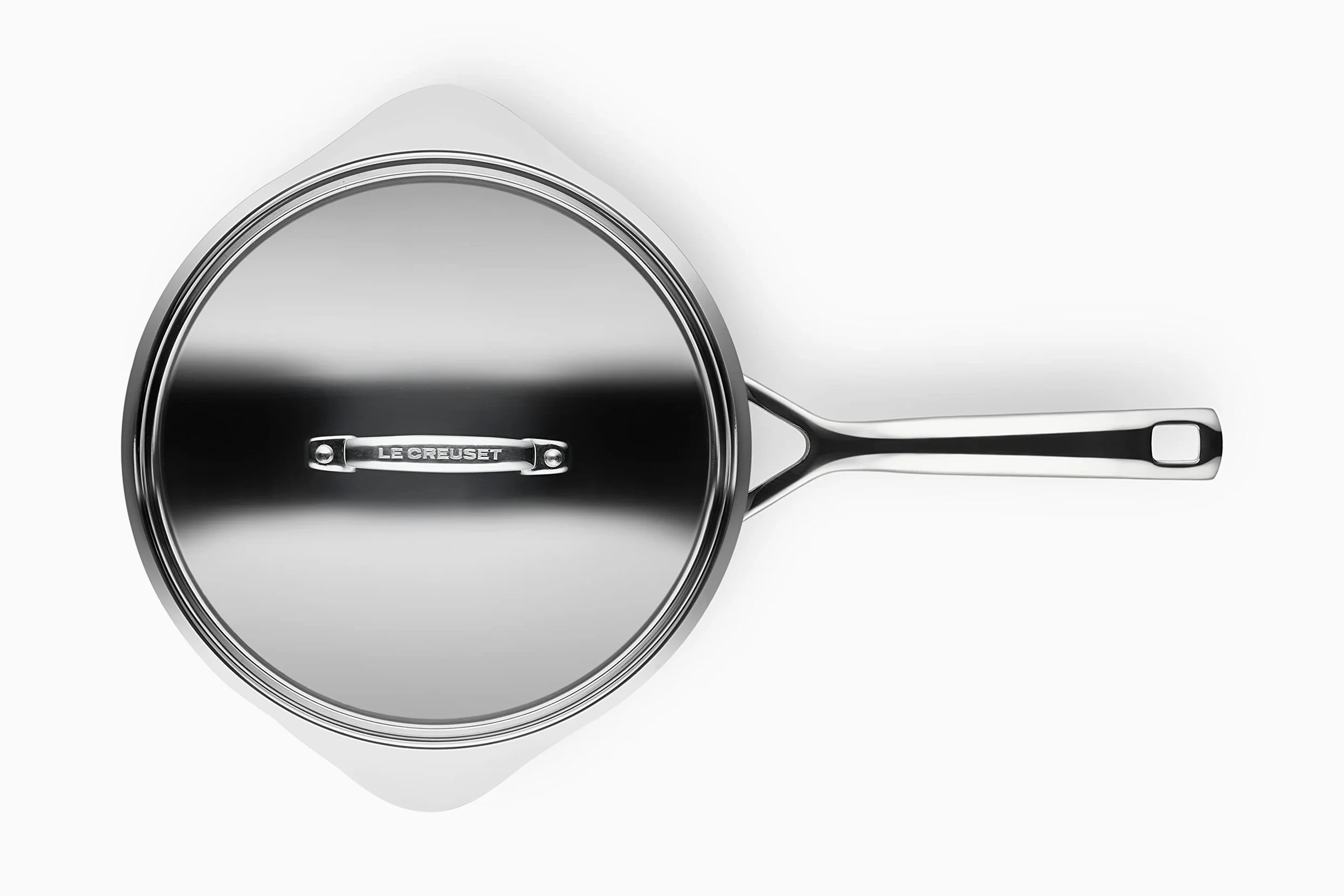 LE CREUSET Toughned 51101240013100 - Padella antiaderente con beccuccio e coperchio, 24 x 8,5 cm, colore: Argento