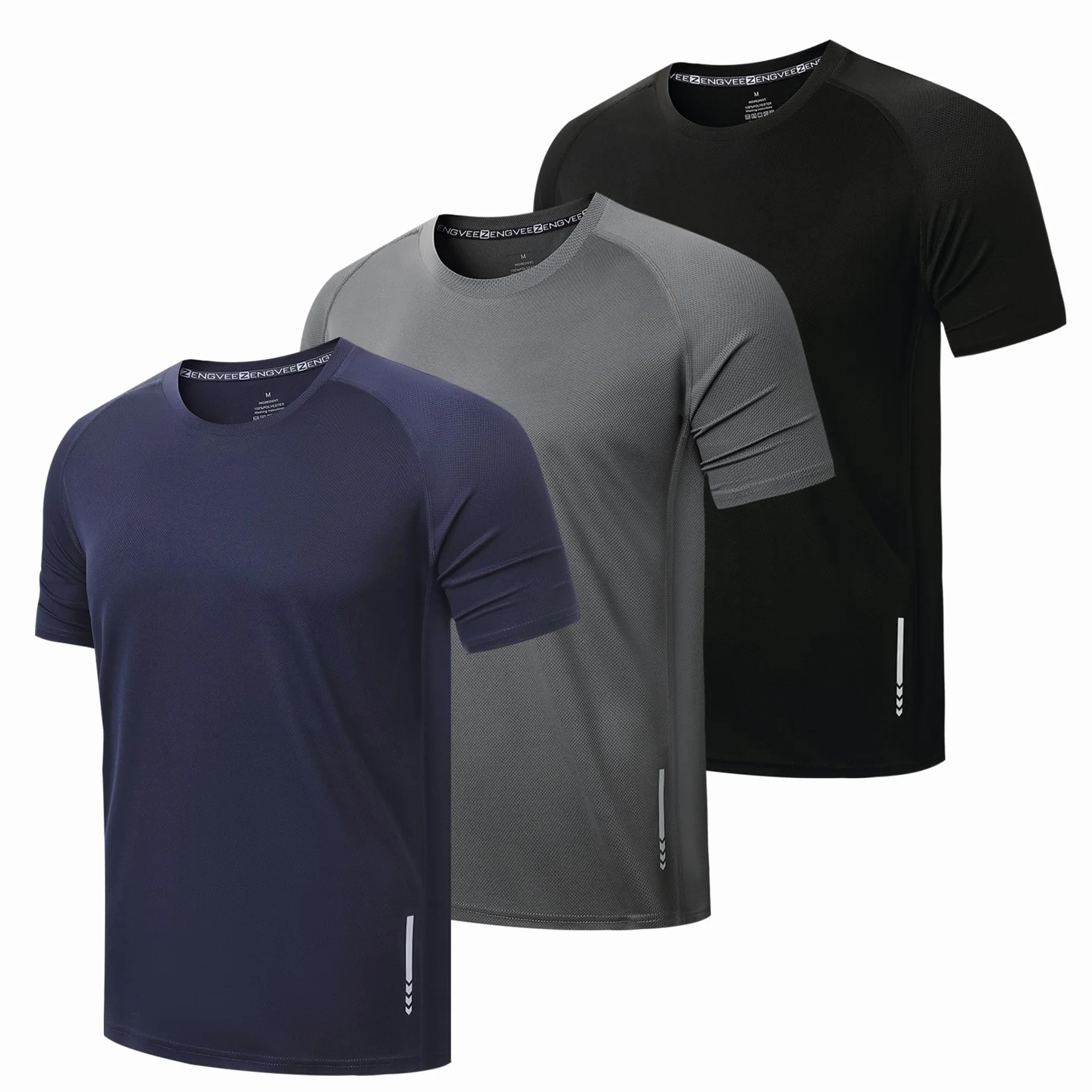 ZENGVEE 3 Pezzi Maglietta Uomo Manica Corta Asciugatura Rapida Sportiva Traspirante Palestra Running Trekking Fitness