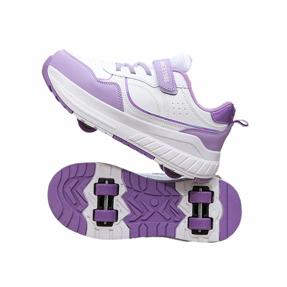 ENEN Scarpe con Rotelle Bambina Outdoor Stile Strada Sportive Skateboard 4 Ruote Sneakers Multisport Pattini Ragazze Ragazzi