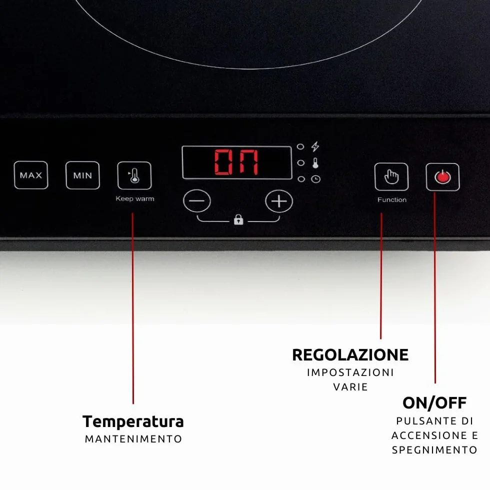 Ariete 1998 Piastra a induzione doppia portatile, Vetroceramica, 2000W+1500W, 12 livelli, Timer 4h, Sicurezza bambini, Nero