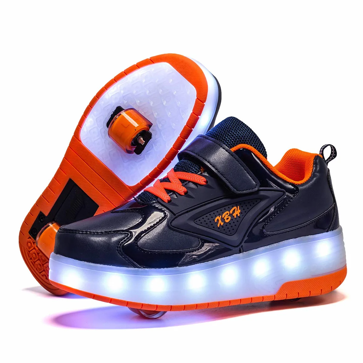 Scarpe da LED USB Ricaricabili Doppia Ruota Skateboard Sportive con Rotelle Automatiche Unisex Bambini