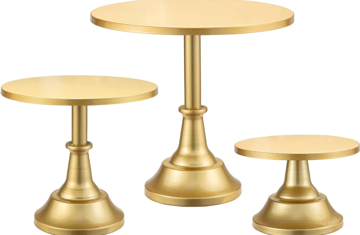 HBlife Set di 3 alzate per torte, color oro, diametro 20,3 cm, 25,4 cm, 30,5 cm, perfetto per dessert, cupcake e torte per feste, matrimoni, compleanni, baby shower, anniversari (metallo)