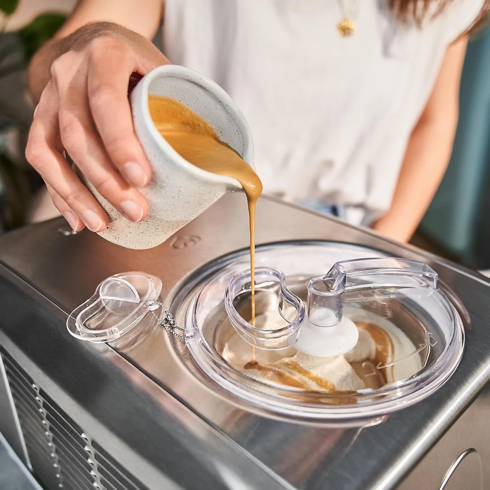 SPRINGLANE Gelatiera Emma 1,5 L con compressore autoraffreddante 150 W, in acciaio inossidabile con contenitore per il ghiaccio rimovibile (Argento, 1.5 L)