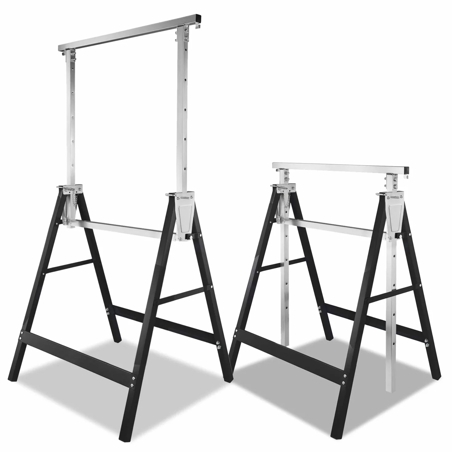 Cavalletto pieghevole metallo 200 kg 7 posizioni altezza regolabile 80-130 cm