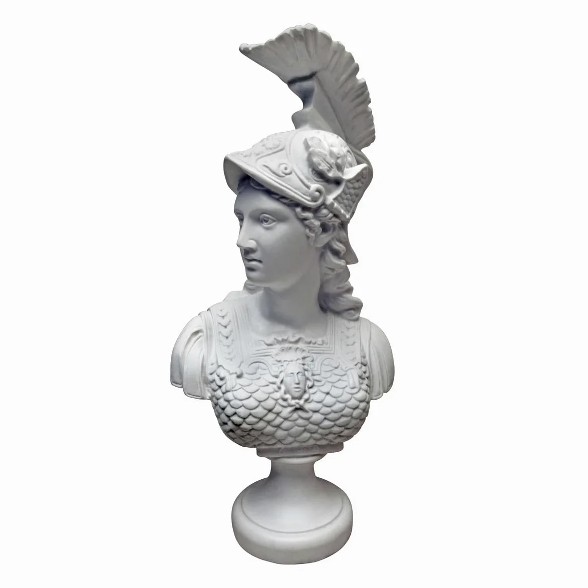 Design Toscano Minerva, dea Romana della Saggezza: Busto scolpito in Marmo-Resina Sintetico