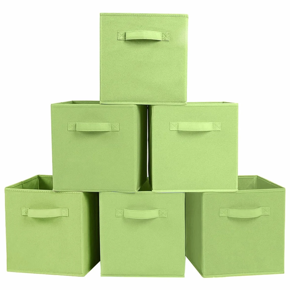 Powerking Cestini portaoggetti, cubi portaoggetti pieghevoli in tessuto e cassetto portaoggetti per riporre gli oggetti in stoffa per armadio e giocattoli (verde, 6)