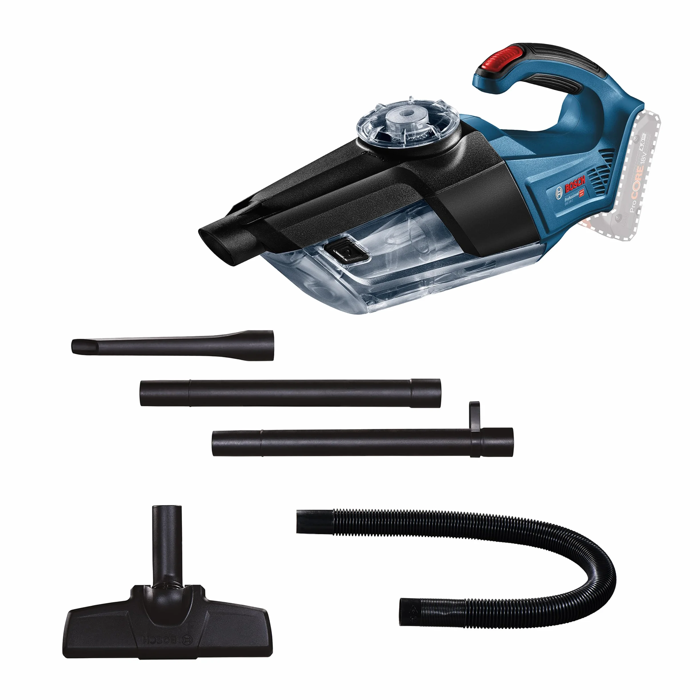 Bosch Professional 06019C6200 Aspiratore a Batteria GAS 18V-1 System, Batterie e Caricabatteria non Inclusi, Tubo di Aspirazione, Capacità di Conservazione 1 l, 18 volts, Blu
