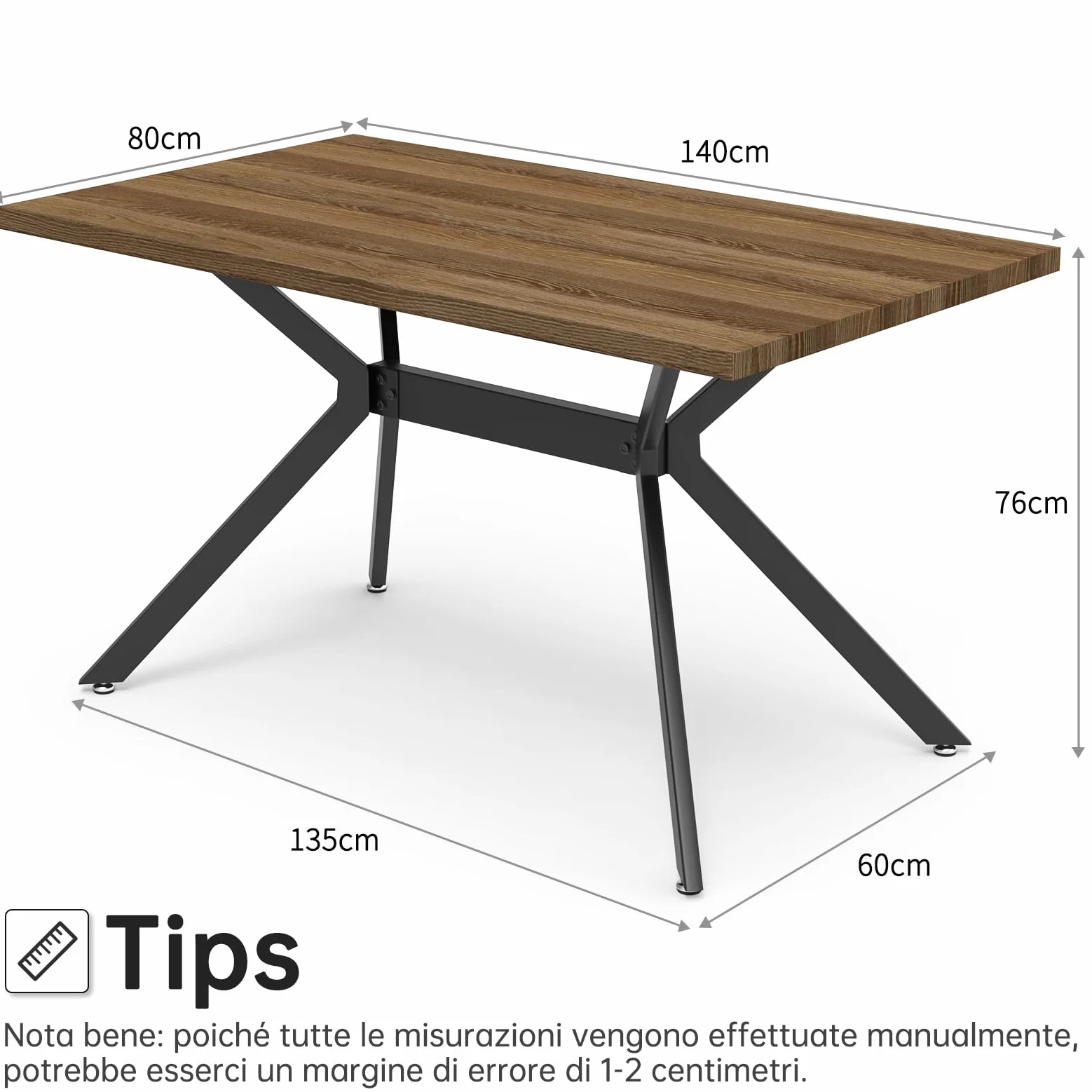 LEWE Set tavolo e sedie da pranzo,Tavolo da Cucina rettangolare in legno 140 x 80 x 76 cm，con 6 Sedie imbottite in Velluto per Cucine per Cucina, Soggiorno, Sala da Pranzo(Legno Scuro+Grigio scuro)