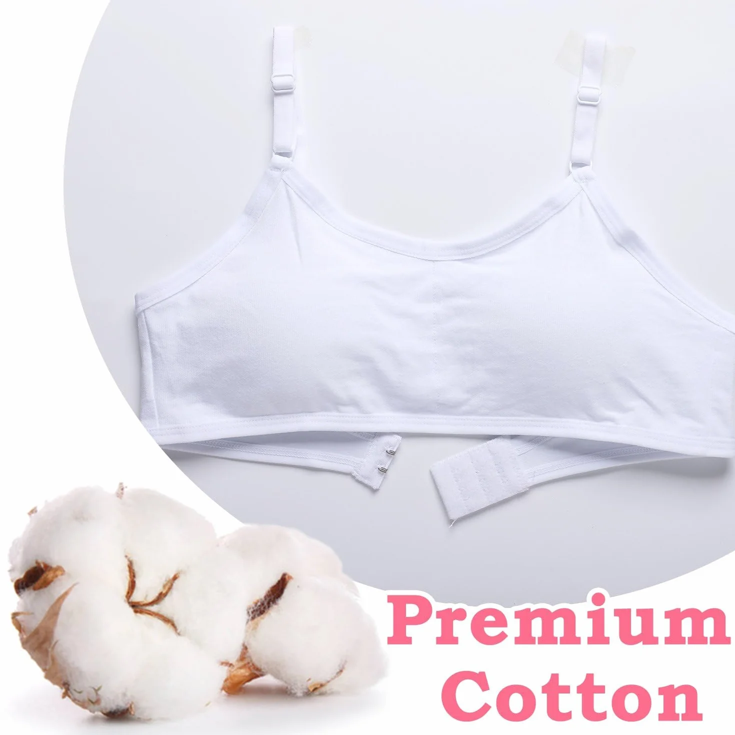 Reggiseno da Allenamento Senza Cuciture in Cotone per Ragazze con Spallacci Regolabili 10-16 Anni