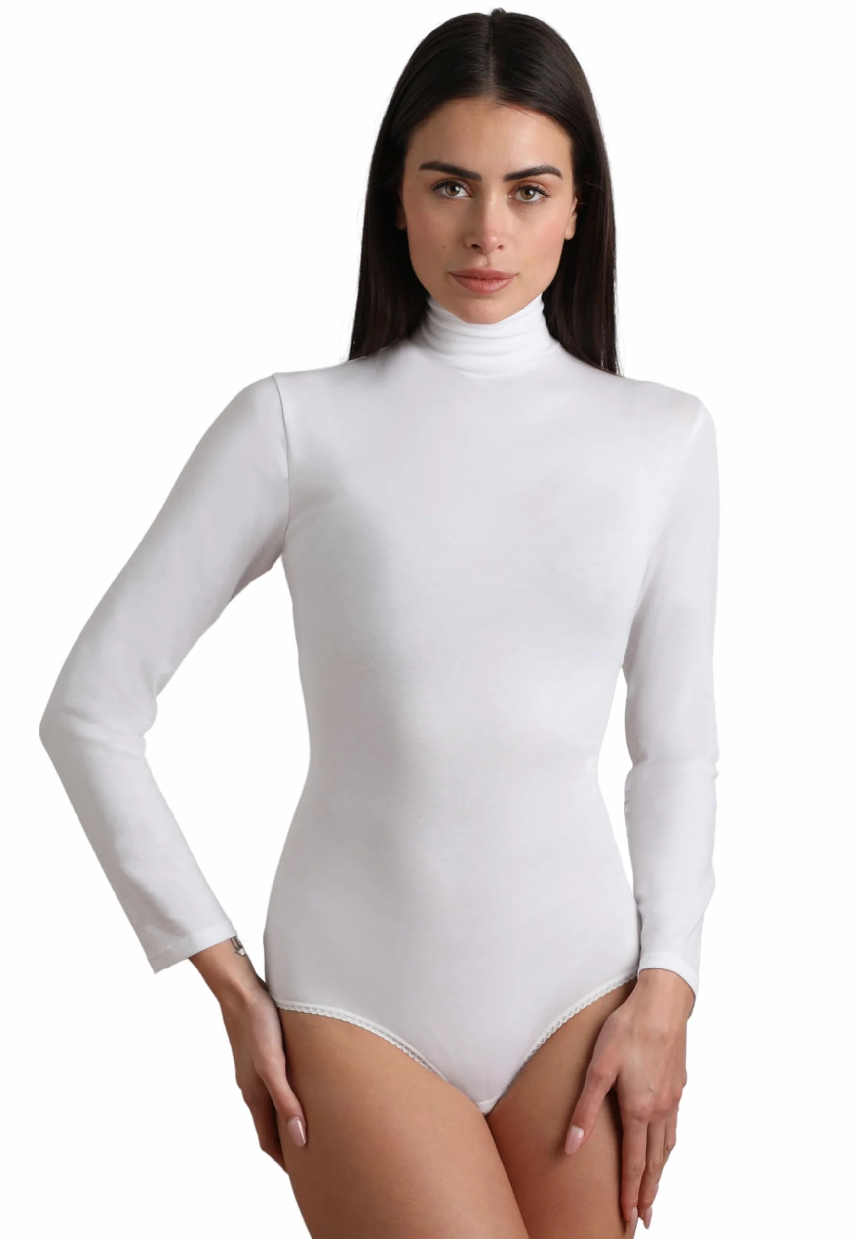 Lovable Maglia Manica Lunga Body con Collo Alto Lupetto in tessuto Thermaltech | Cotone e Viscosa Elasticizzati, Traspirante | Maglieria Donna
