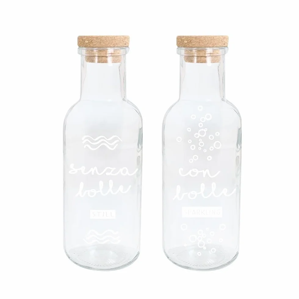 Tognana 1 Pezzo Bottiglia in Vetro Still & Sparkle Tappo in Sughero 1 Litro 2 Decori