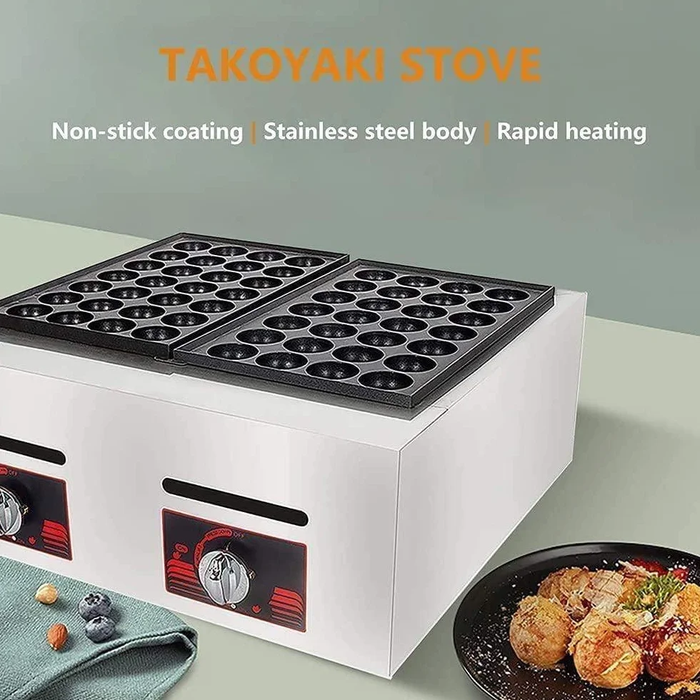 Macchina per Takoyaki a Gas Commerciale 84 Fori, Padella Antiaderente, per Ristorante
