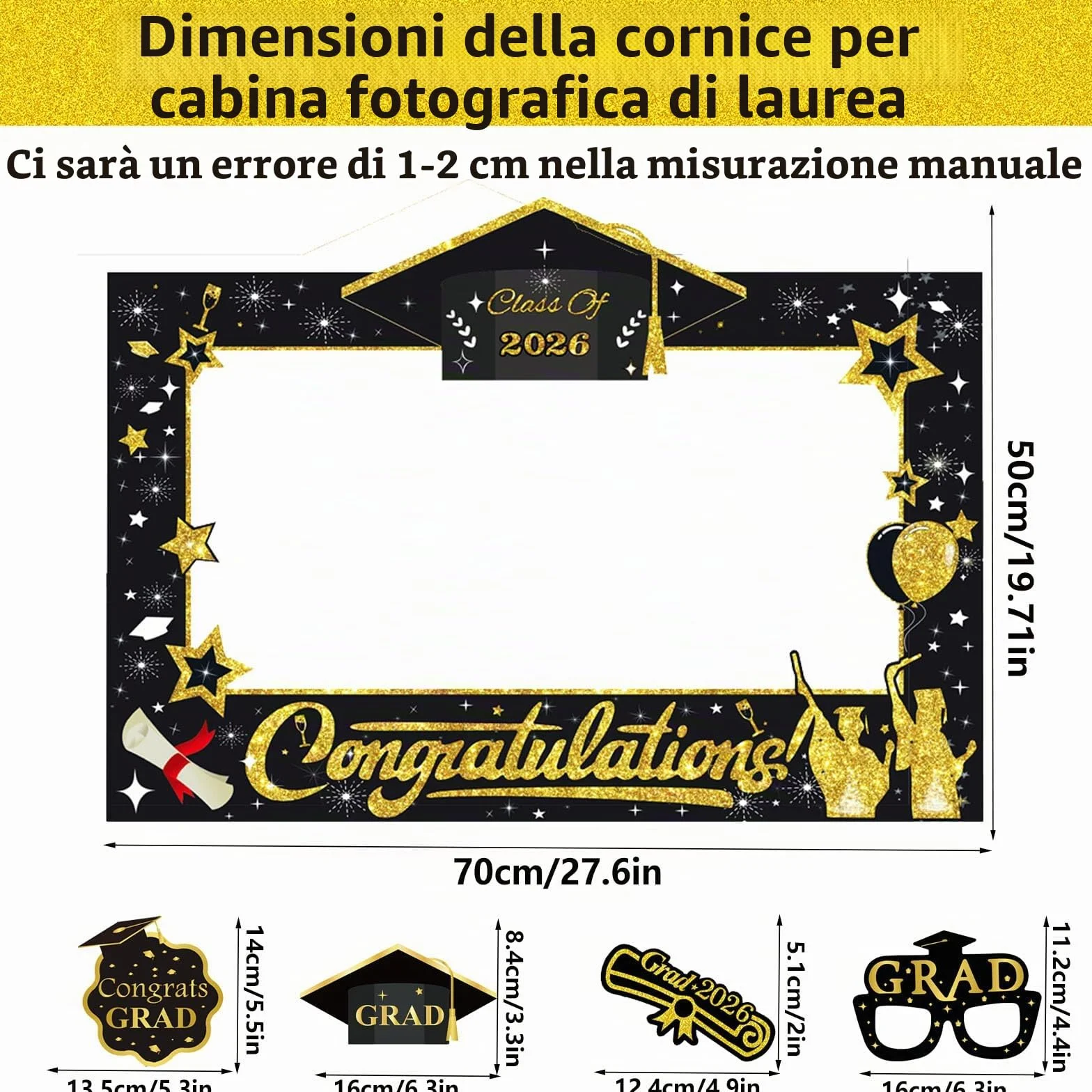 30 pz Foto Props Laurea Gadget, Cornice per Selfie in Carta, Alta Aualità Photo Booth Accessori, per 2026 Laurea Decorazioni Festa
