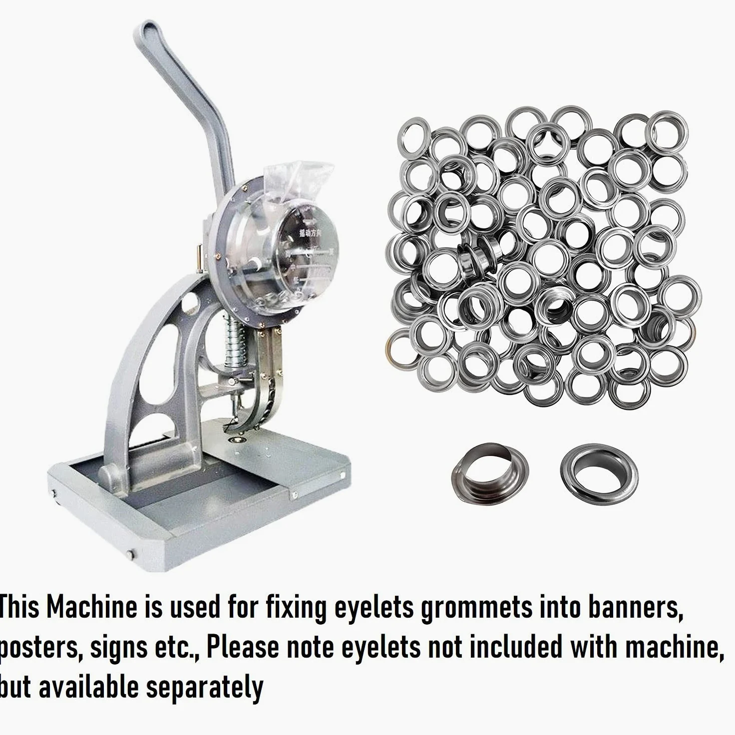 Macchina semiautomatica per occhielli da 12 mm con tramoggia pressa per occhielli in metallo per banner tela cerata PVC pelle industriale per occhielli macchina per punzonatura per banner fibbia per