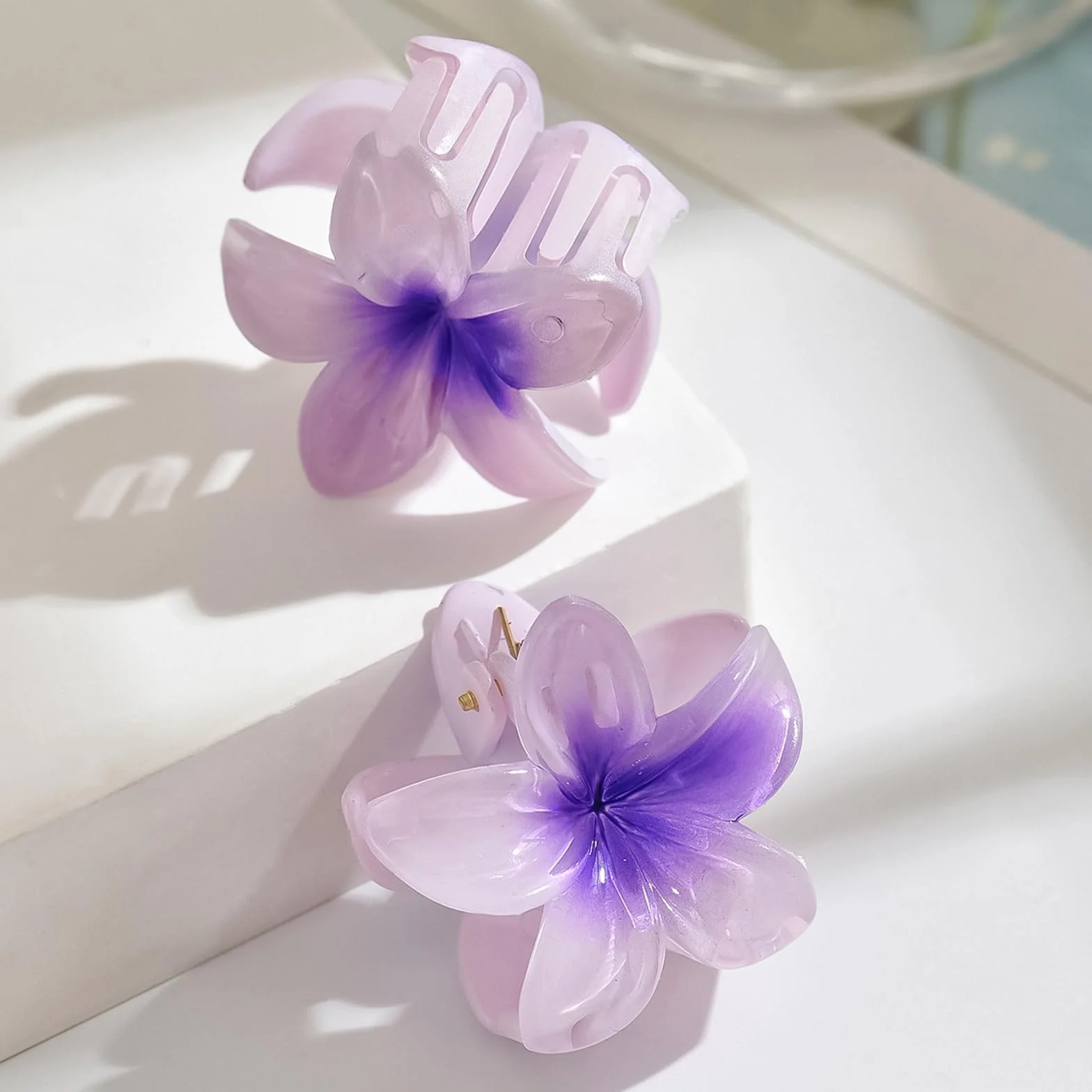 Mollette per Capelli a Forma di Fiore, Set da 12, 3 cm, Acrilico, Antiscivolo, Accessori per Acconciature