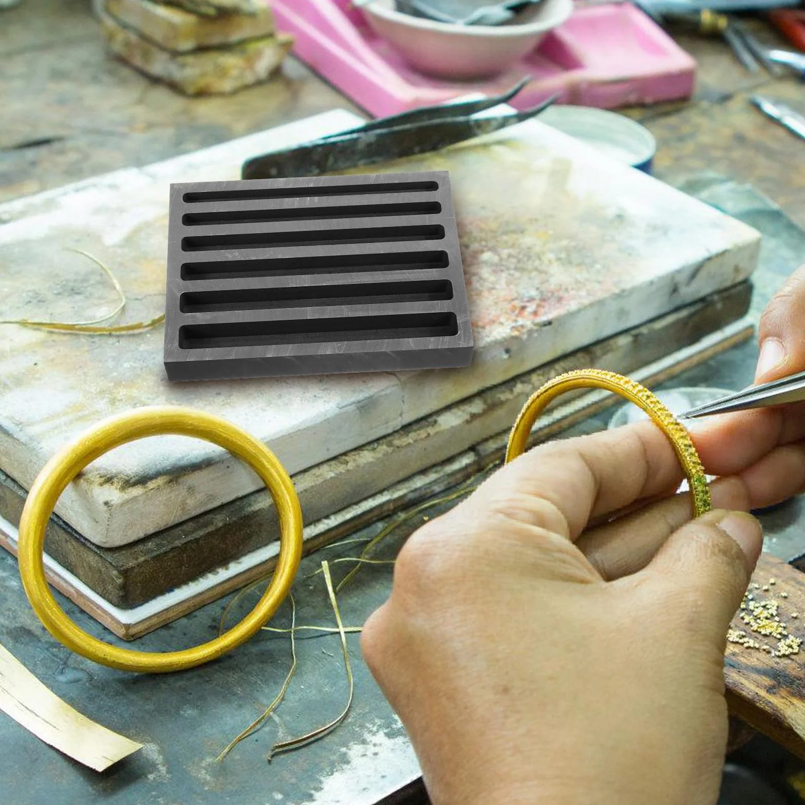 Stampo per Grafite Modello Multifunzionale per Fusione di Metalli Preziosi Adatto per Oro Argento E Rame Crogiolo Grafite Ad Alta Stabilità Termica per Esperimenti di Fonderia