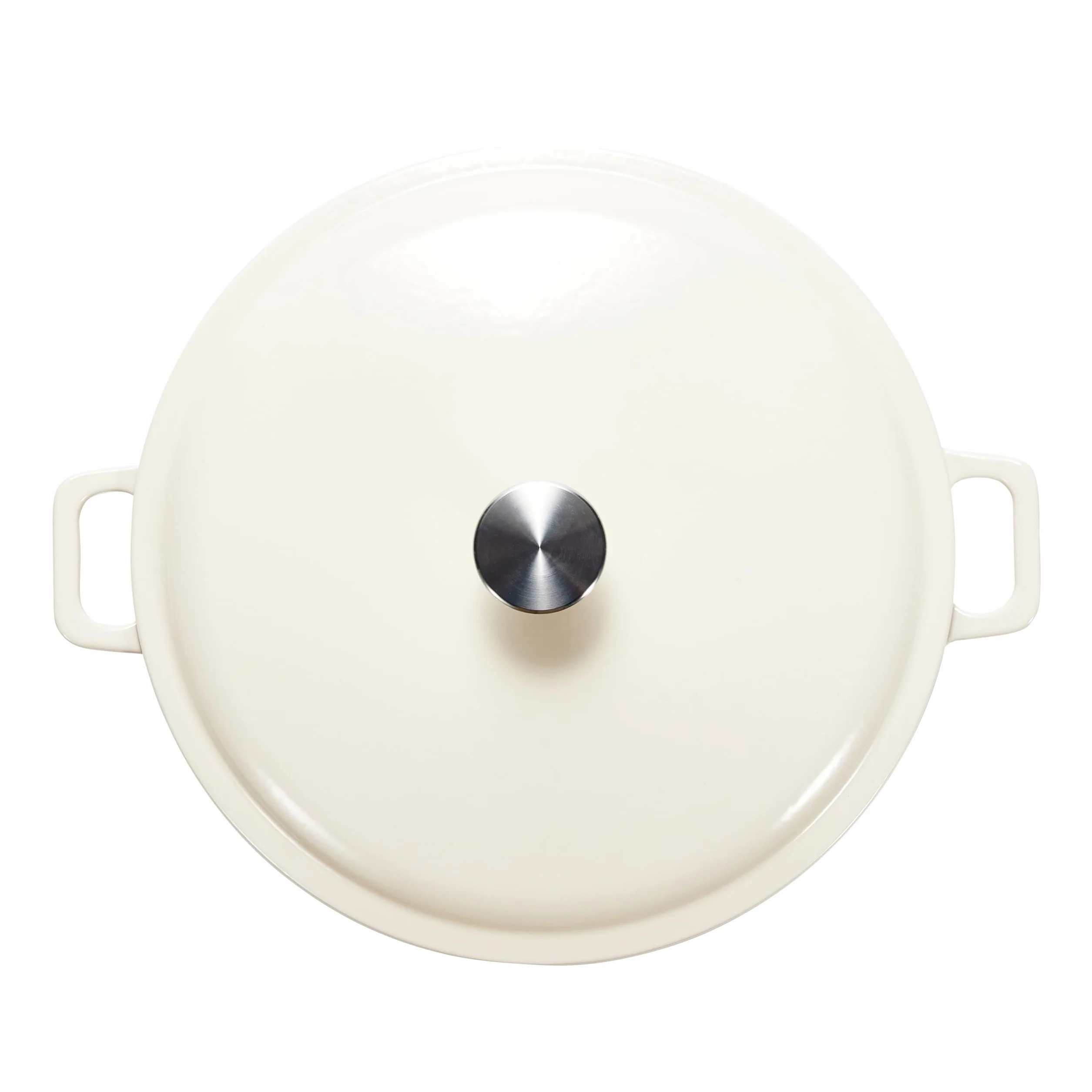 Amazon Basics Casseruola bassa in ghisa smaltata, Rotondo, 3,1 L, Bianco