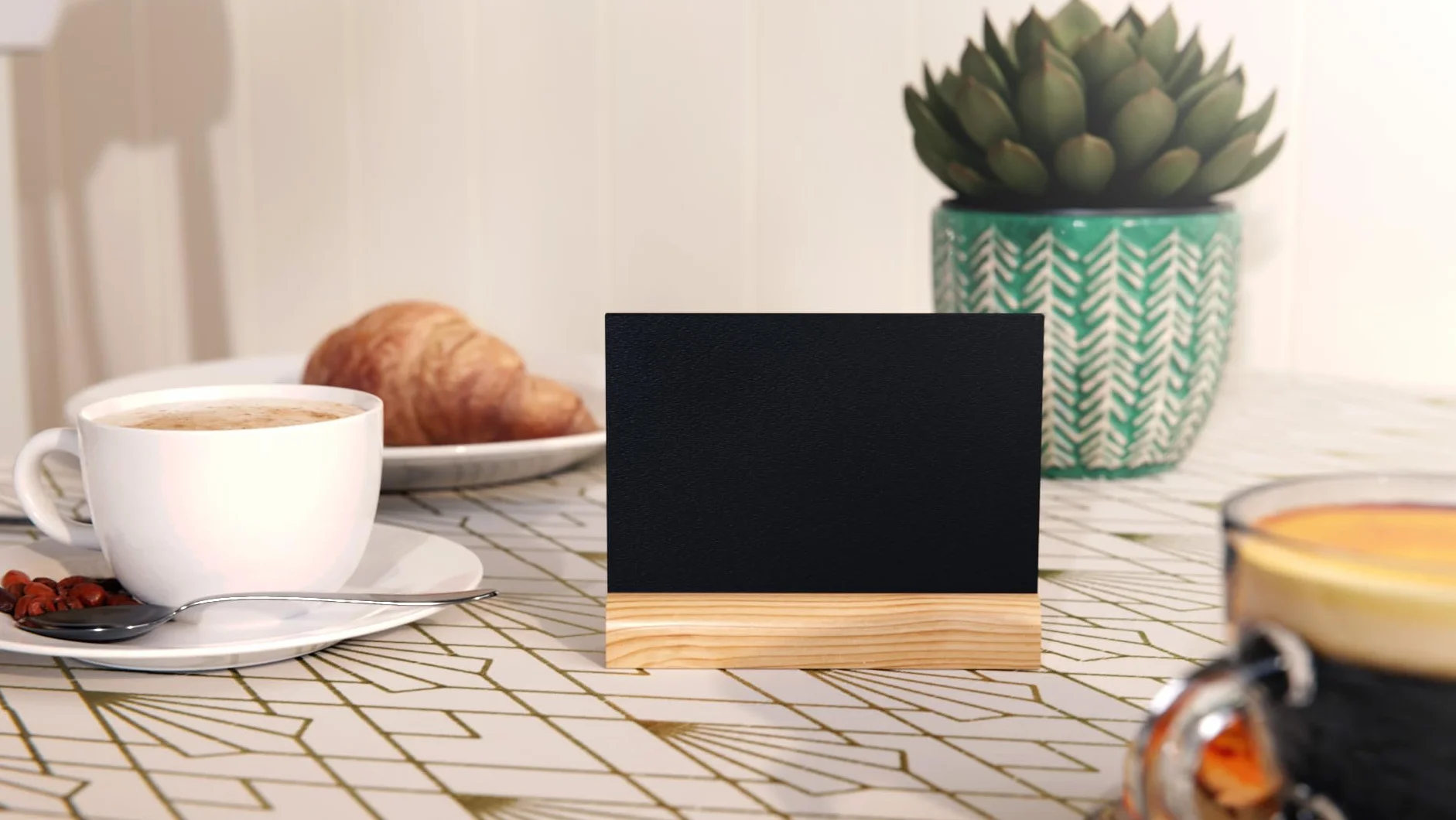 ALLboards Lavagnetta per gesso bifacciale da tavolo per Menu, MINI, stilizzata base legno, set 10 pezzi